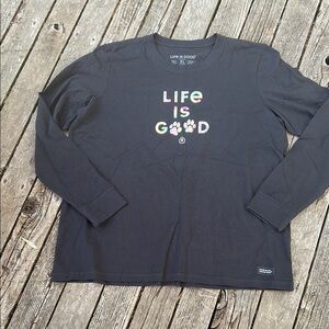 Life Is Good Charcoal Long Sleeve Tee